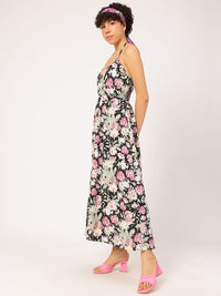 DressBerry Dreamy Drape Halter Neck Floral Maxi Dress