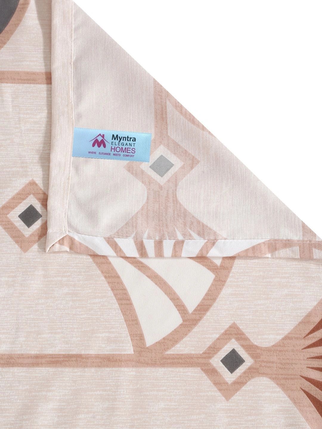 Myntra Elegant Homes Cream-Coloured & Peach-Coloured Floral 300 TC King Bedsheet with 2 Pillow Covers