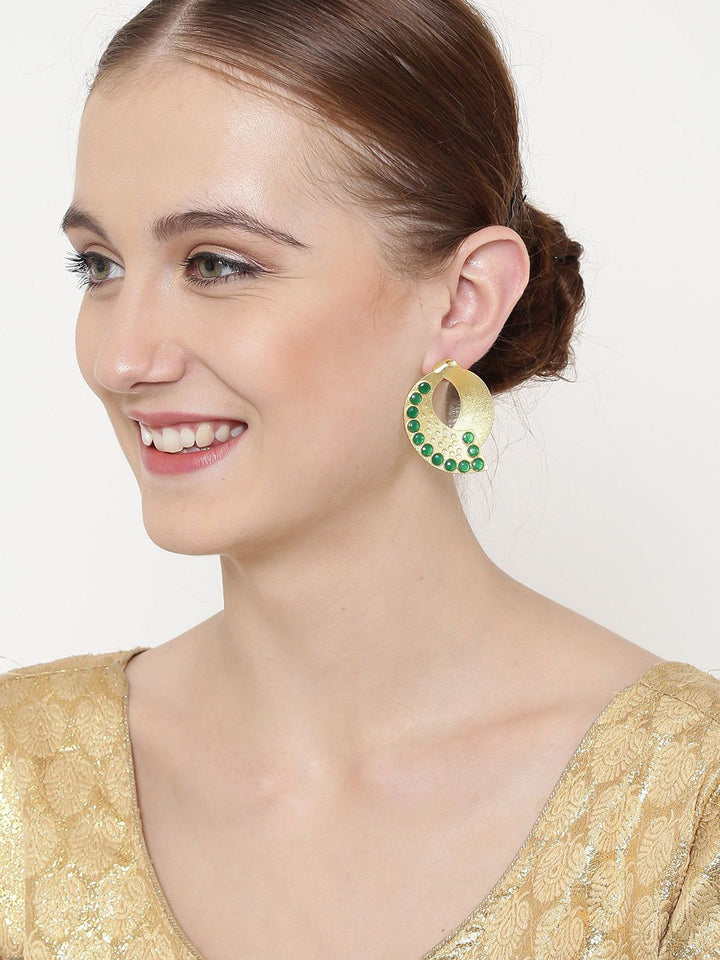 Anouk Gold-Plated Artificial Stones Studded Contemporary Studs