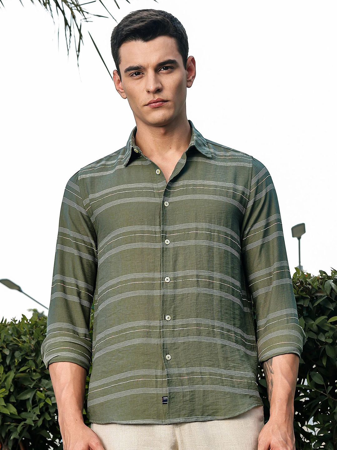 Thomas Scott Striped Spread Collar Long Sleeves Premium Slim Fit Shirt