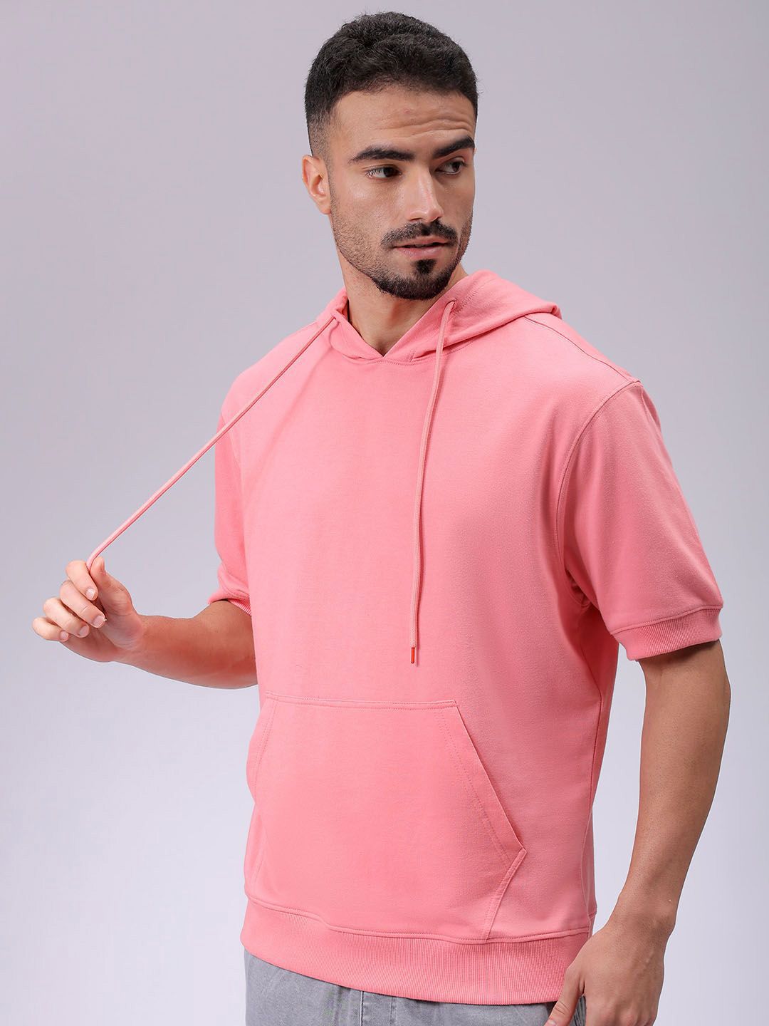 The Indian Garage Co Mens Polyester Oversized Solid Hooded Sweatshirts