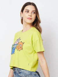 SPYKAR Women Graphic Printed Round Neck Cotton Boxy T-shirt