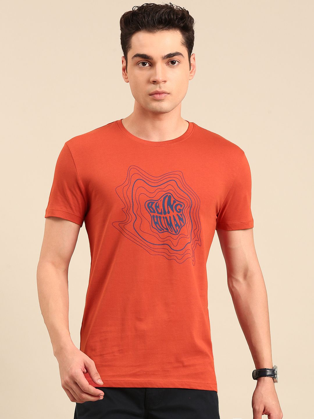 Being Human Typography Printed Pure Cotton T-shirt