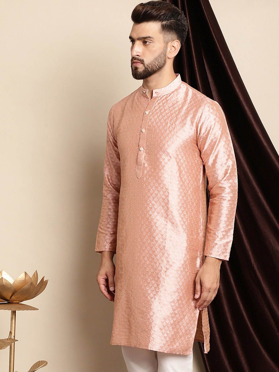 Anouk Ethnic Motifs Woven Design Jacquard Silk Kurta
