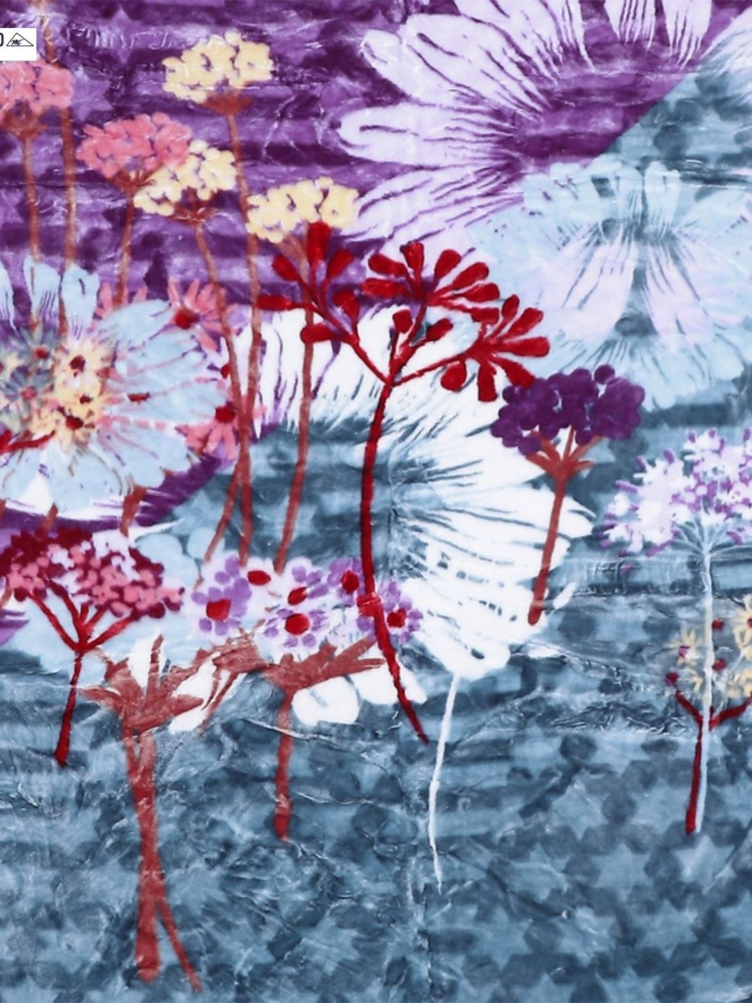 Monte Carlo Blue & Purple Floral Printed Mild Winter Single Bed Blanket