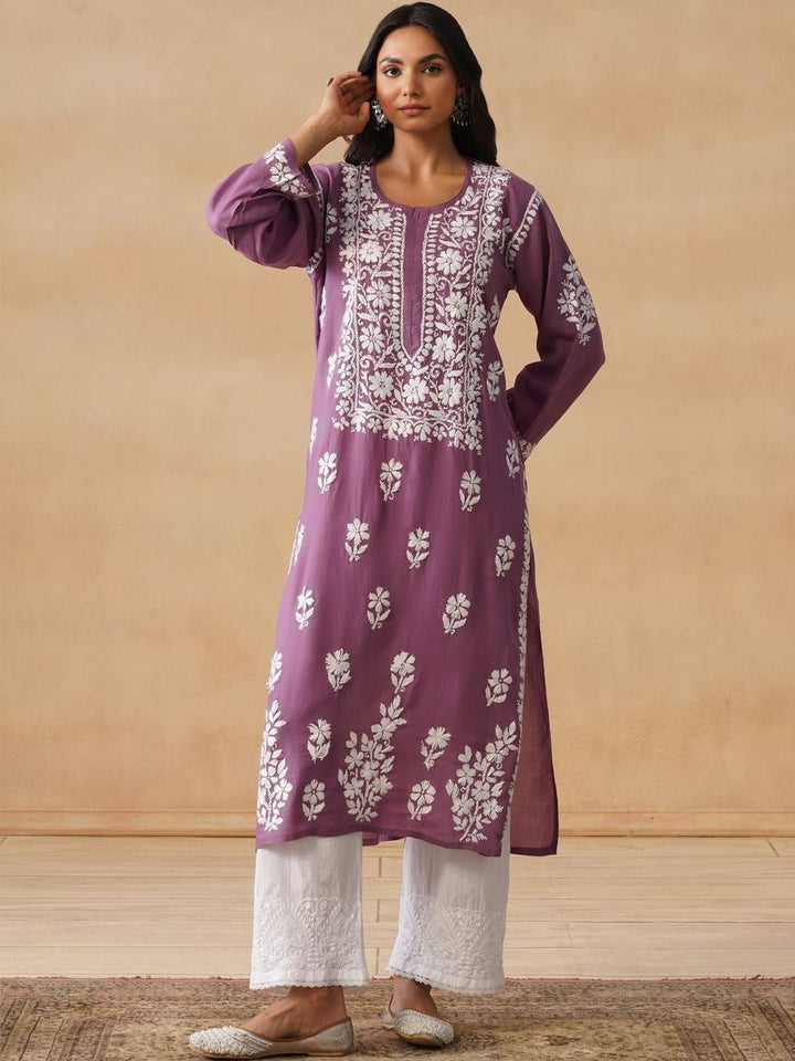 House of Chikankari Women Solid Modal Kurta