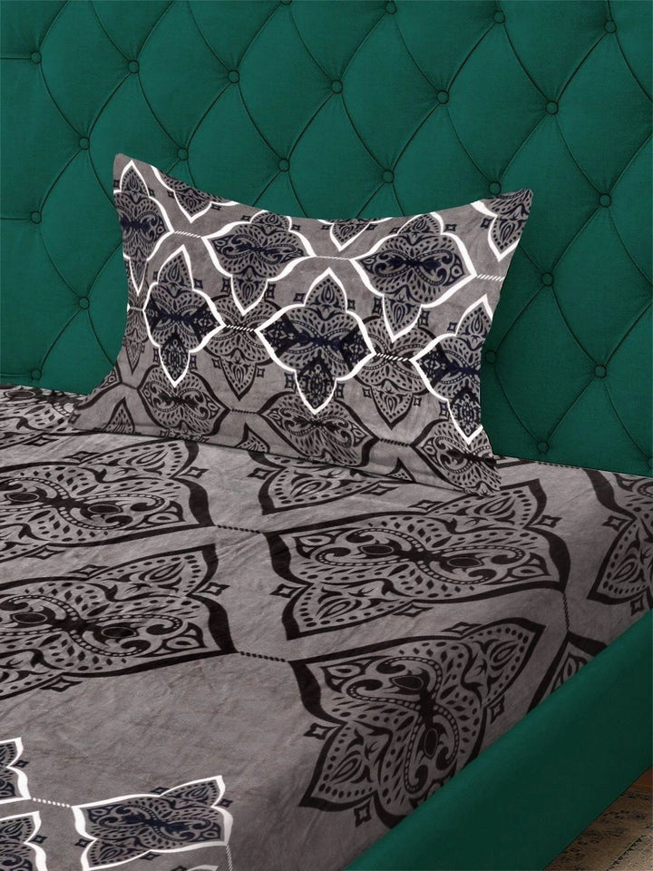 Myntra Elegant Homes Brown Geometric Wool 300 TC Single Bedsheet Set- 225X150 cm