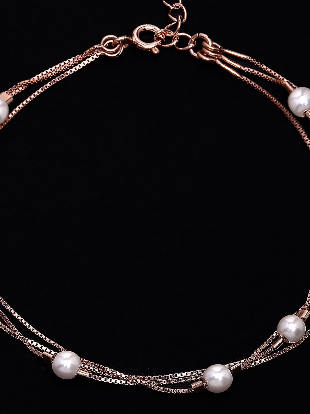 PANASH 925 Sterling Silver Rose Gelang Multistrand Berlapis Emas Shell Mutiara Manik