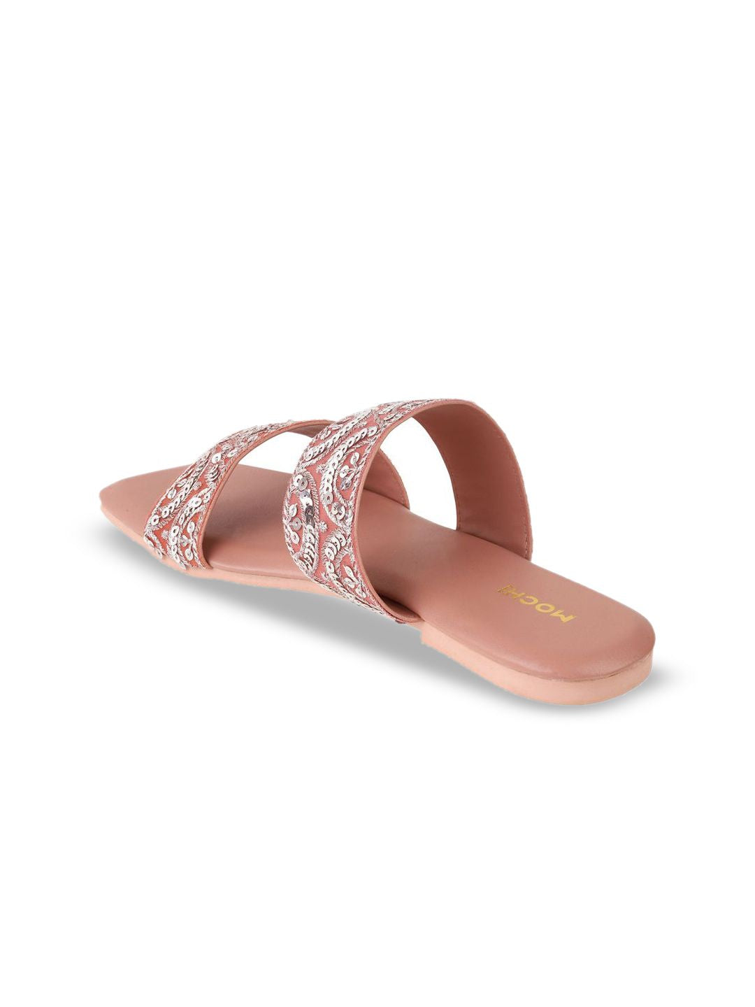 Mochi Women Embellished Open Toe Flats