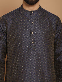 Motif Etnik Anouk Bersulam Kurta Biasa Sutera Jacquard Lurus dengan Churidar