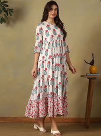 Mamicha Floral Print A-Line Maxi Dress