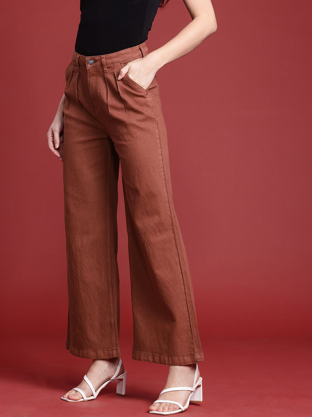 all about you Women Wide Leg High-Rise Stretchable Jeans