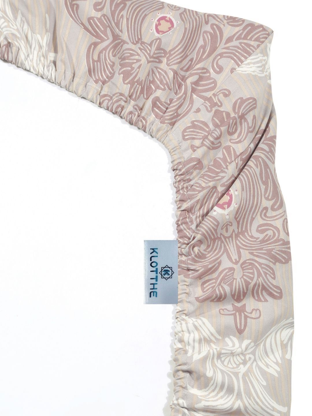 KLOTTHE Motif Etnik Kelabu Policotton 300 TC Dilengkapi Cadar Bujang Halus dengan Sarung Bantal-89 x 59 inci