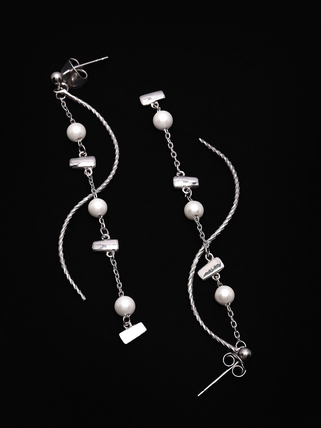 PANASH 925 Sterling Silver Rhodium-Plated Drop Earrings