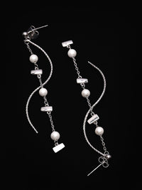PANASH 925 Sterling Silver Rhodium-Plated Drop Earrings