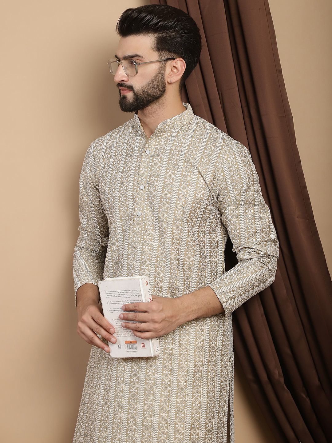 Anouk Embroidered Regular Thread Work Pure Cotton Kurta & Churidar