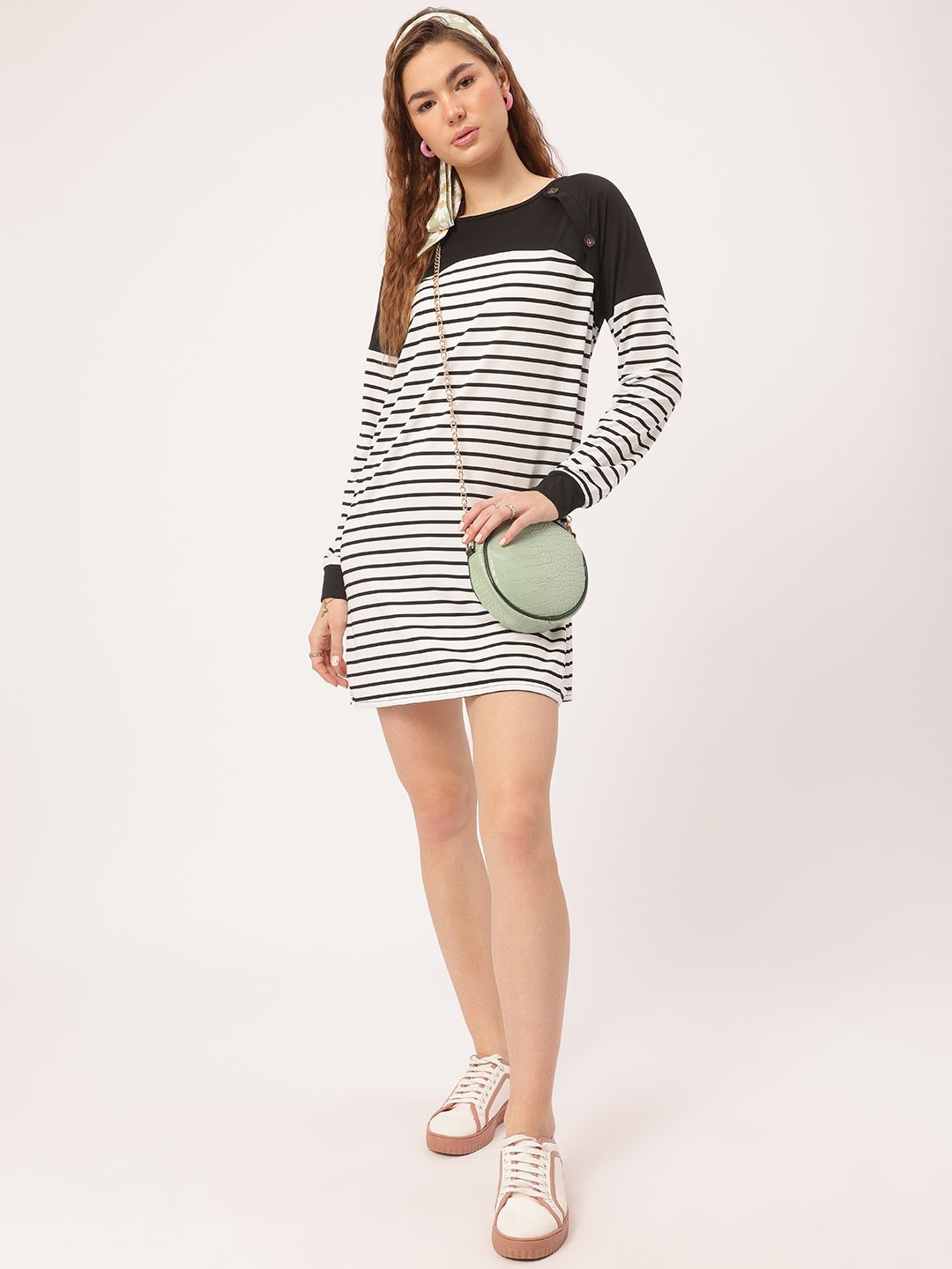 DressBerry Minimalist Kawai Striped Mini Sheath Dress