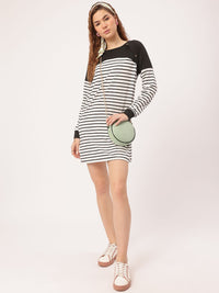 DressBerry Minimalist Kawai Striped Mini Sheath Dress