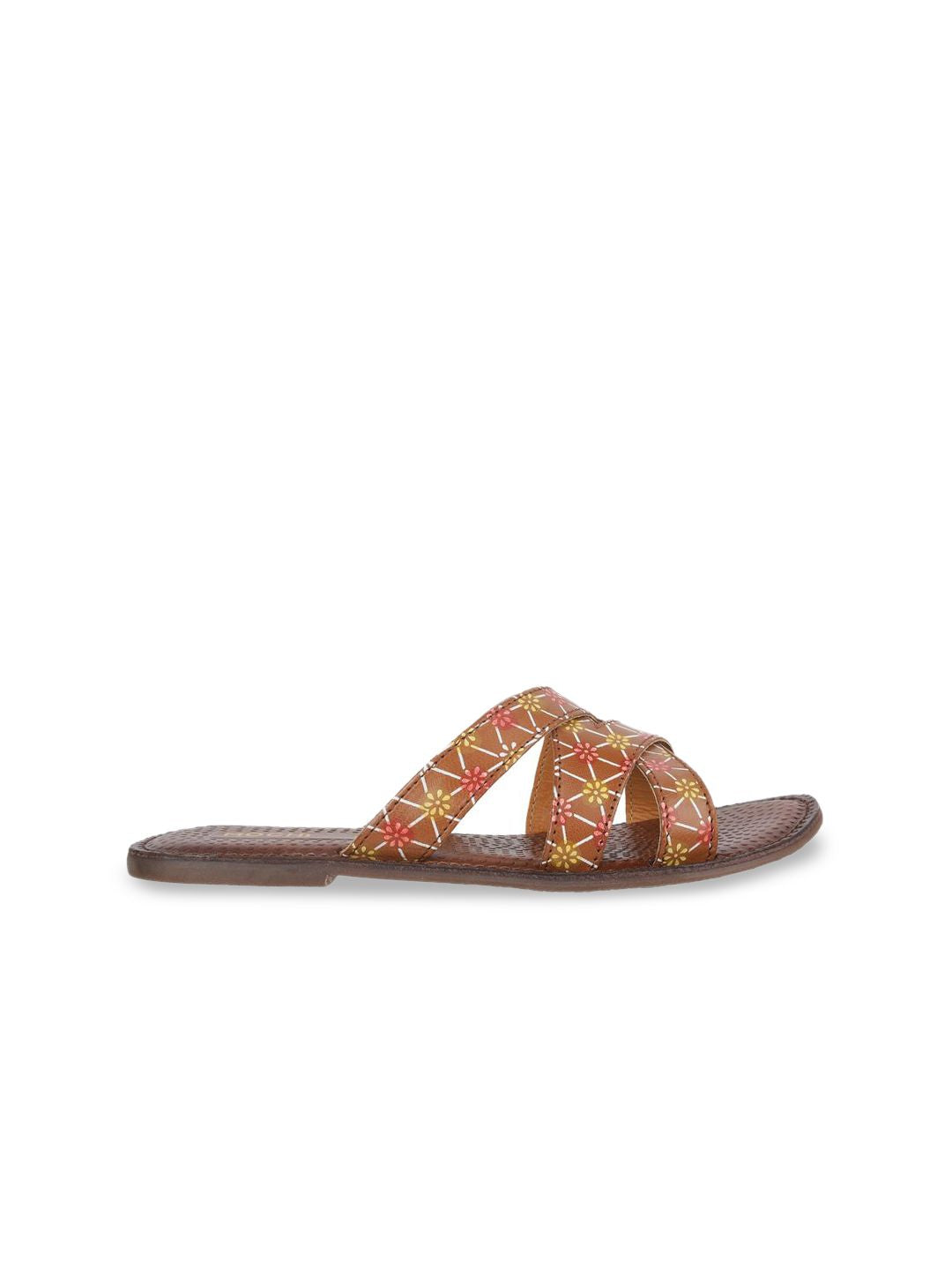 Mochi Women Printed Leather Block Mules