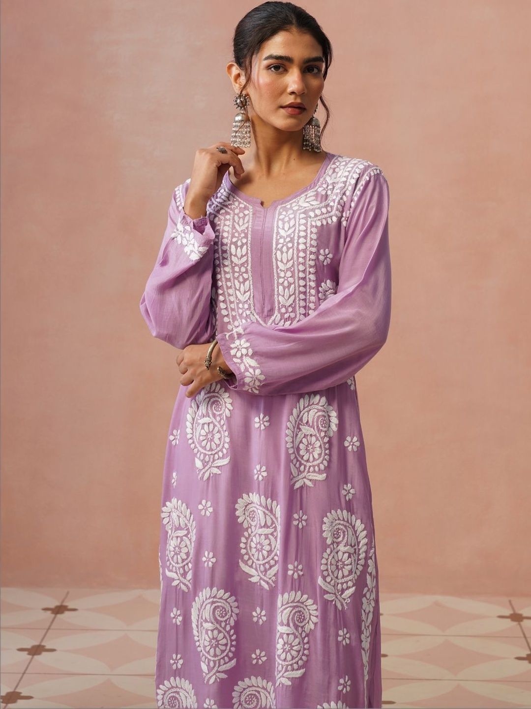 House of Chikankari Women Embroidered Chikankari White Romance Kurta