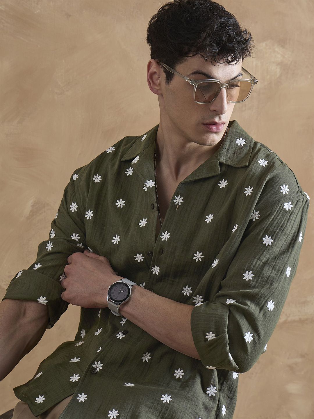 DENNISON Muslin Double Gauge Embroidered Shirt