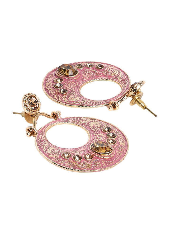 Anouk Gold-Plated Stone Studded Circular Drop Earrings