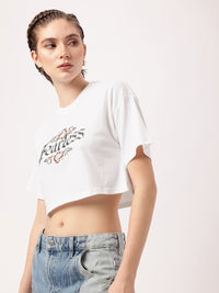 DressBerry Fearless Edge Printed Boxy Fit Crop T-shirt