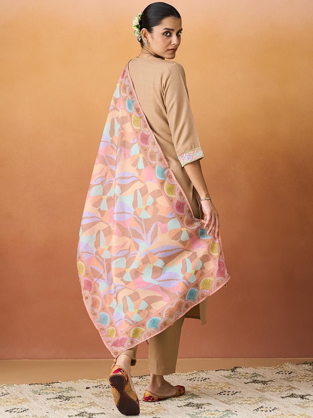 KALINI Women Ethnic Motifs Embroidered Regular Sequinned Kurta with Trousers & With Dupatta