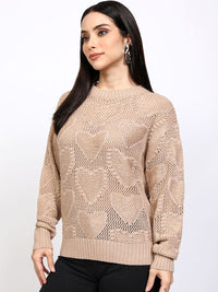 Tokyo Talkies Wanita Reka Bentuk Sendiri Lengan Panjang Pullover