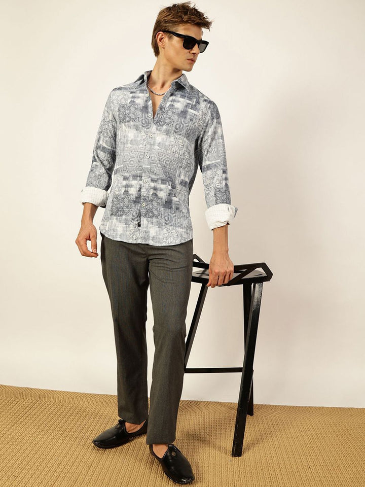 Thomas Scott Men Premium Slim Fit Opaque Printed Casual Shirt