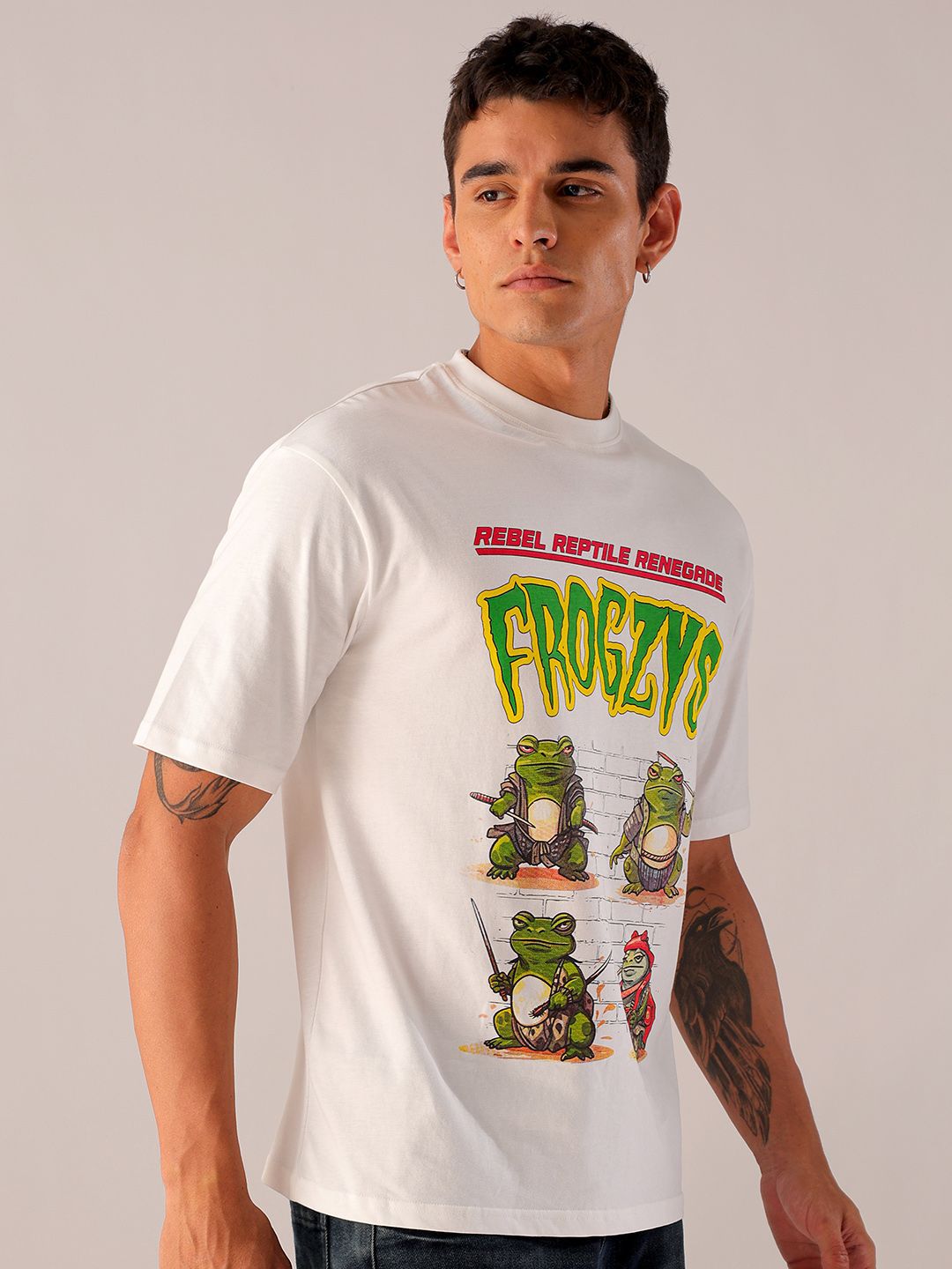The Indian Garage Co Men Typography Printed Pure Cotton Boxy Oversized T-shirt