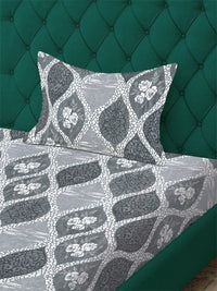 Myntra Elegant Homes Grey Floral Dilengkapi 300 TC Wool Bedsheet Single Dengan 1 Sarung Bantal