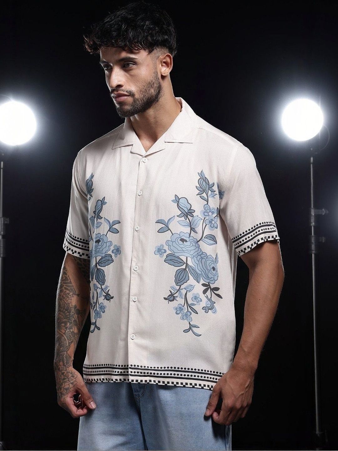 Baju Lengan Pendek Eszett Floret Cuban Floral Cotton
