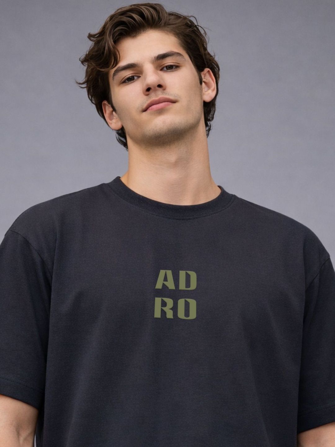 Baju-T Lengan Drop-Bahu Bercetak ADRO Lelaki
