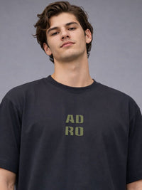 Baju-T Lengan Drop-Bahu Bercetak ADRO Lelaki