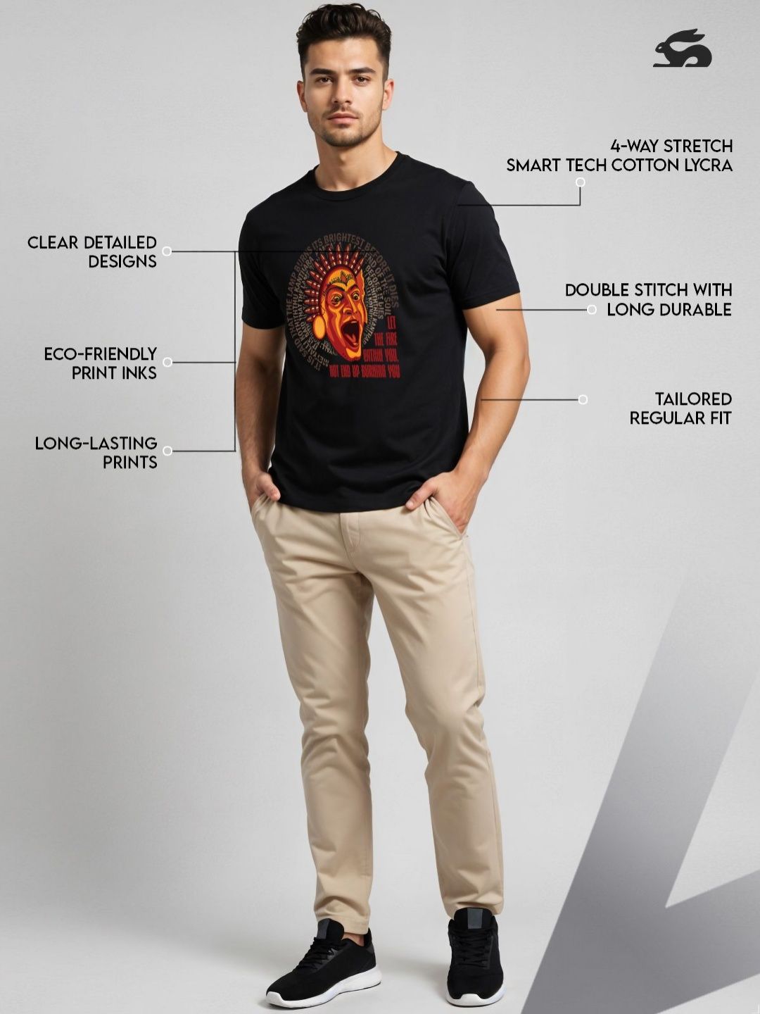 ADRO Men Kantara Printed Round Neck Casual T-Shirt