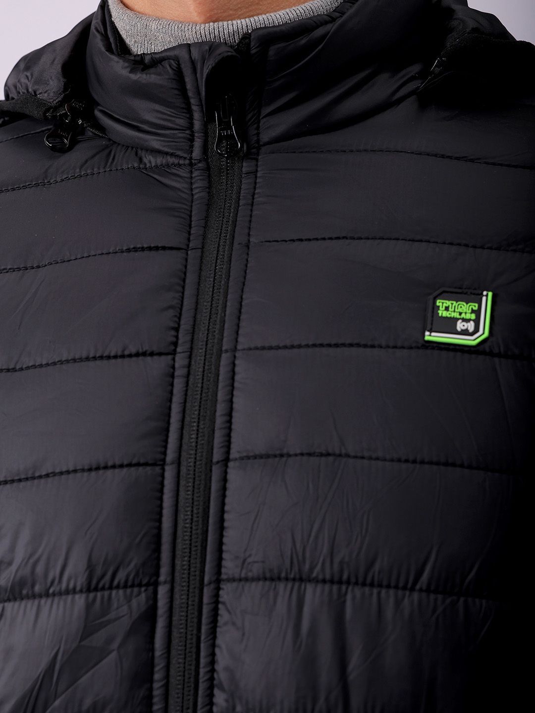 The Indian Garage Co Men Zip-Front Puffer Jacket with Detachable Hood