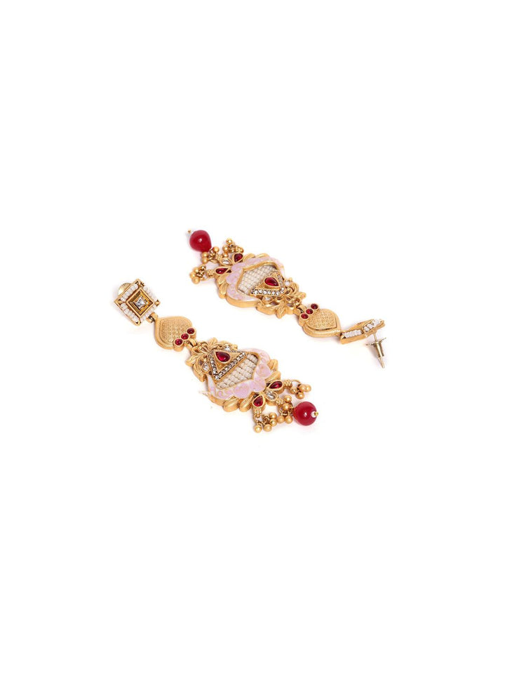 PANASH 22CT Gold Plated Cubic Zirconia Studded Drop Subang