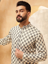SOJANYA Men Geometric Embroidered Thread Work Kurta