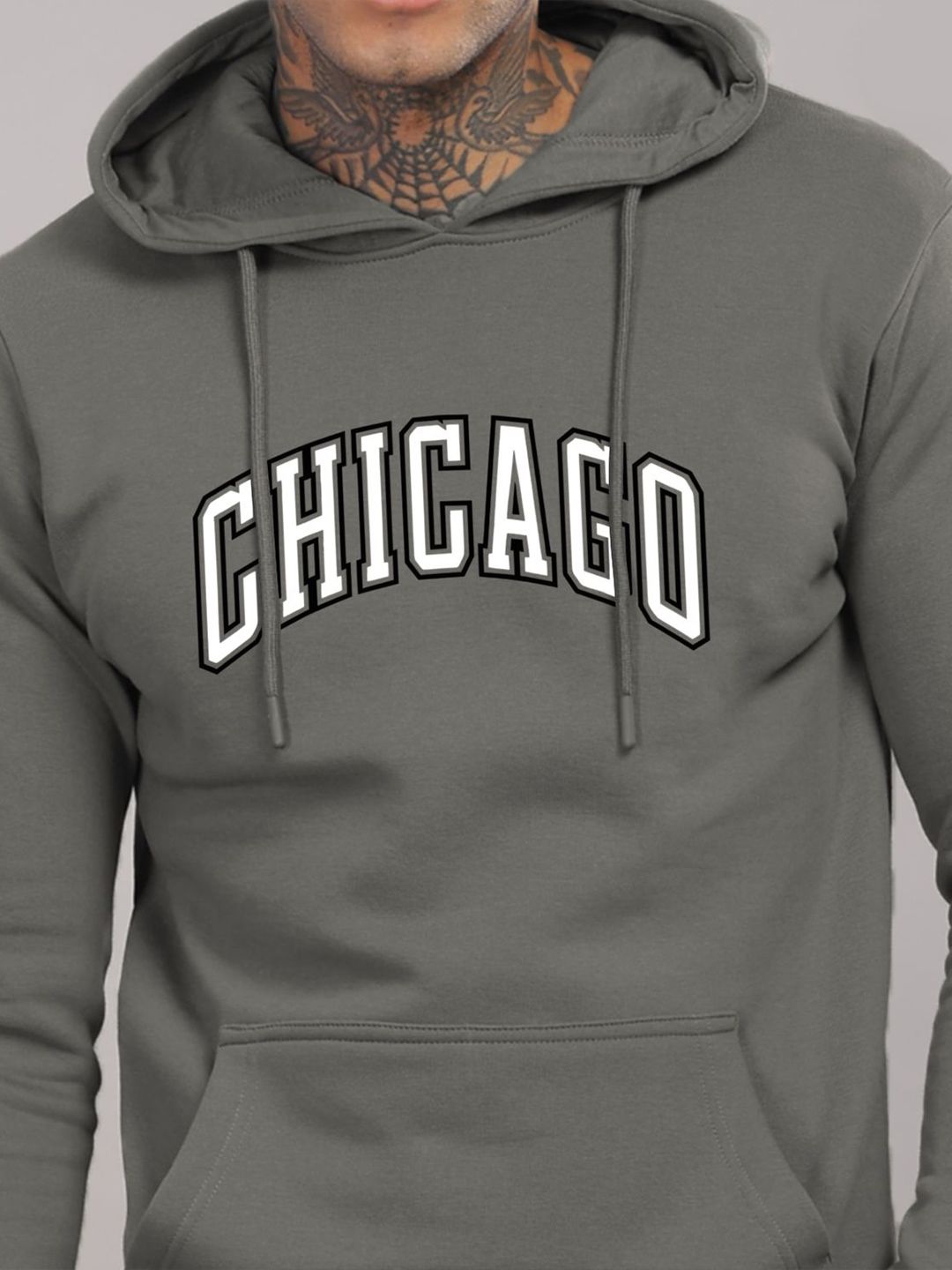 ADRO Lelaki Typography Printed Hood Cotton Pullover Sweatshirt