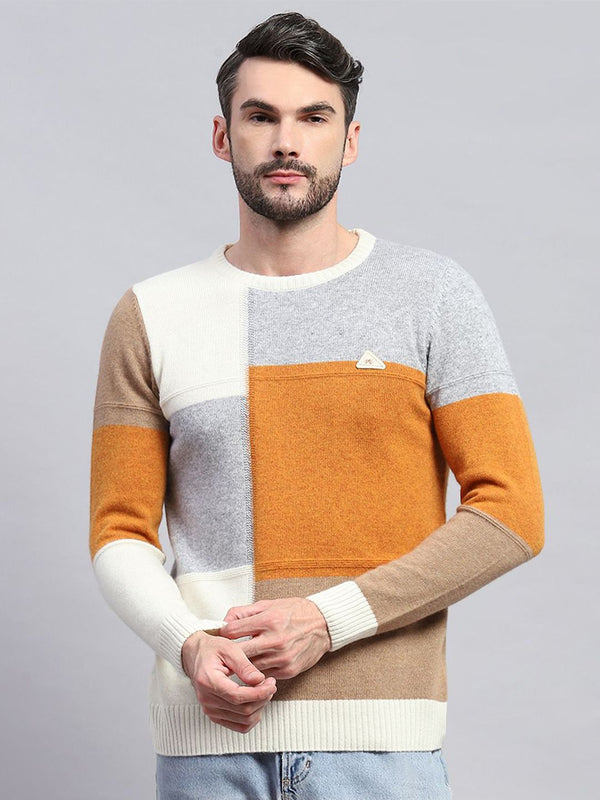 Monte Carlo Men Colourblocked Woollen Pullover