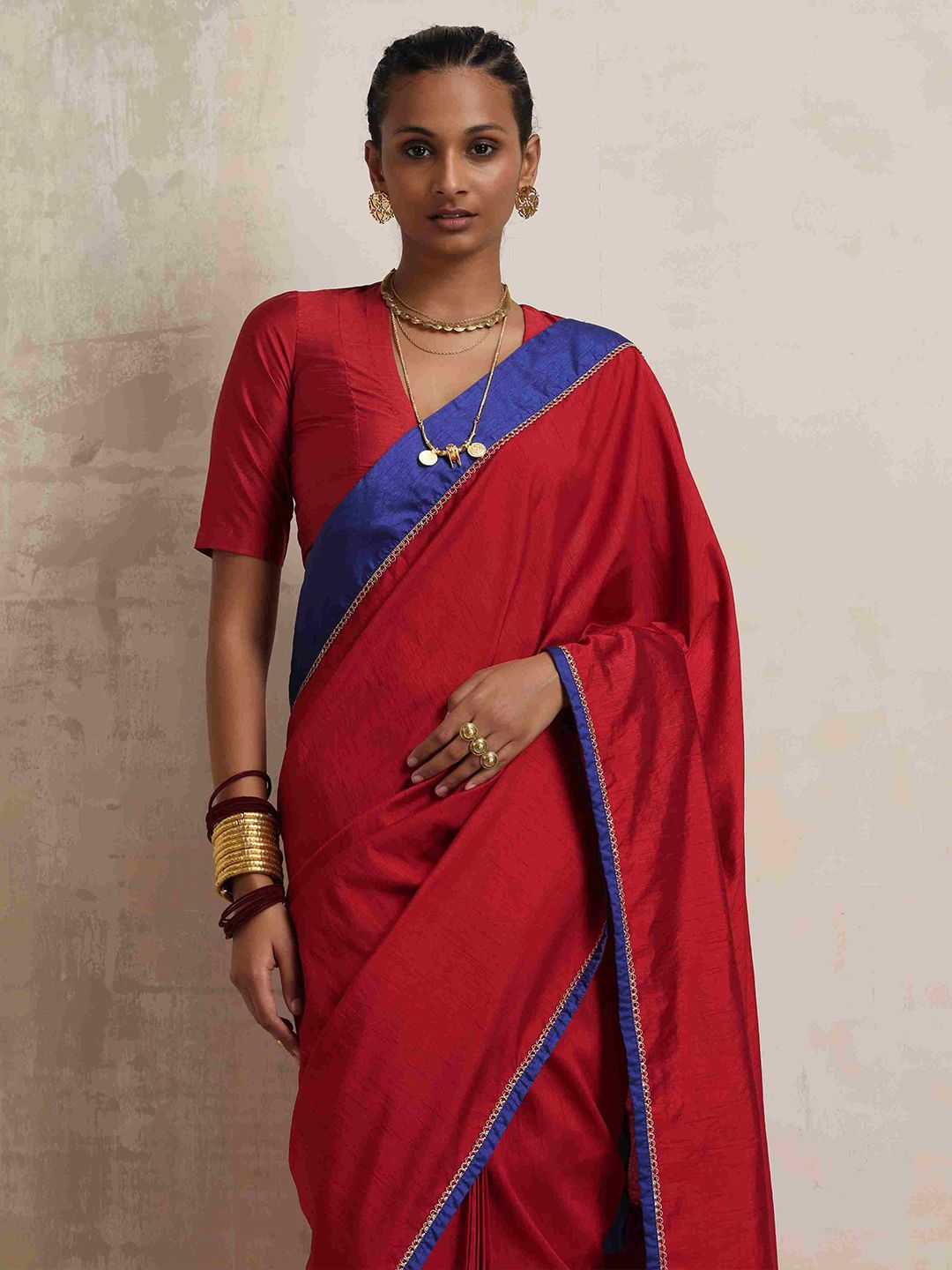 trueBrowns Colourblocked Ready To Wear Saree