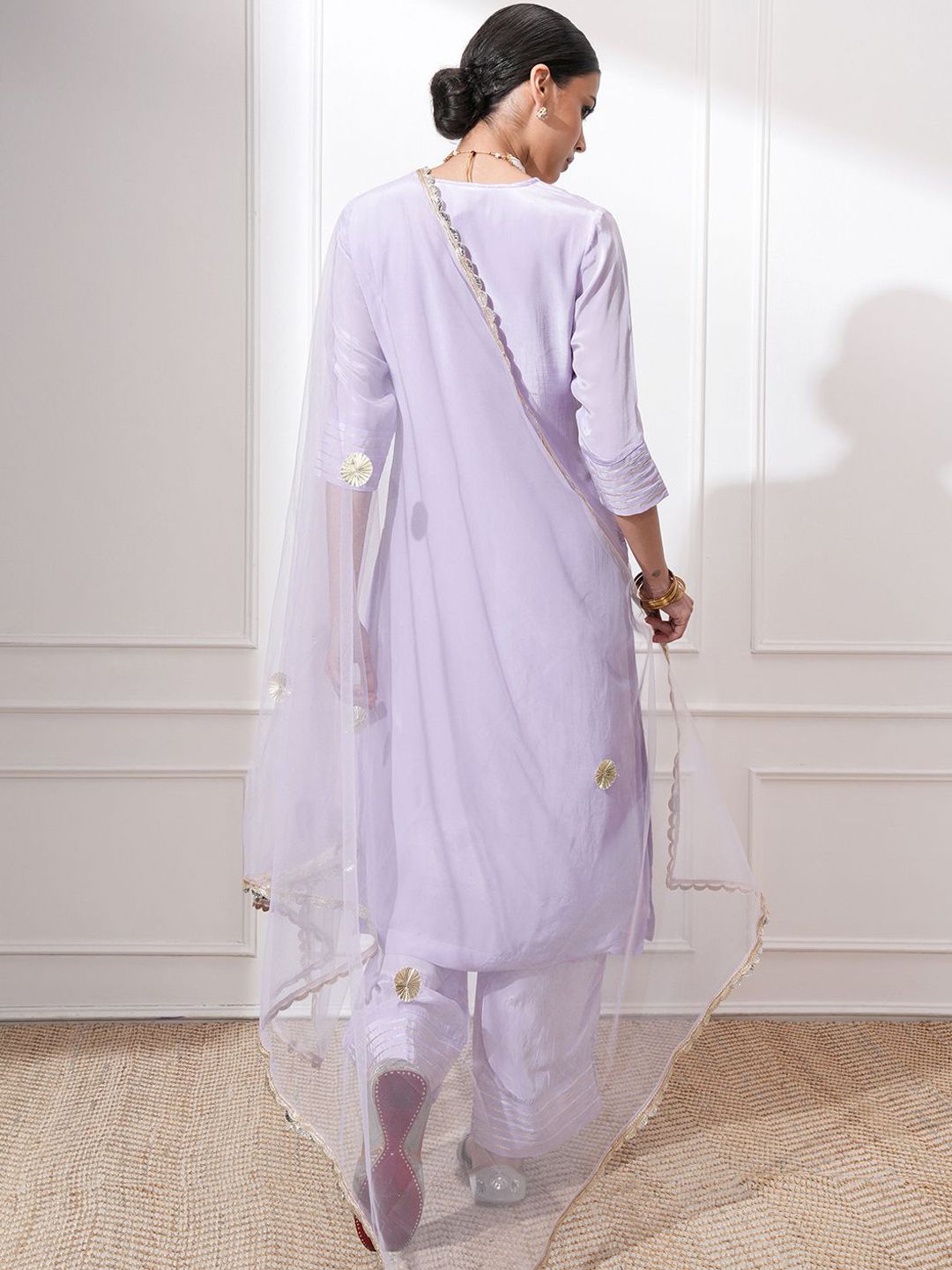 Vishudh Women Ethnic Motifs Embroidered Regular Kurta with Trousers & With Dupatta