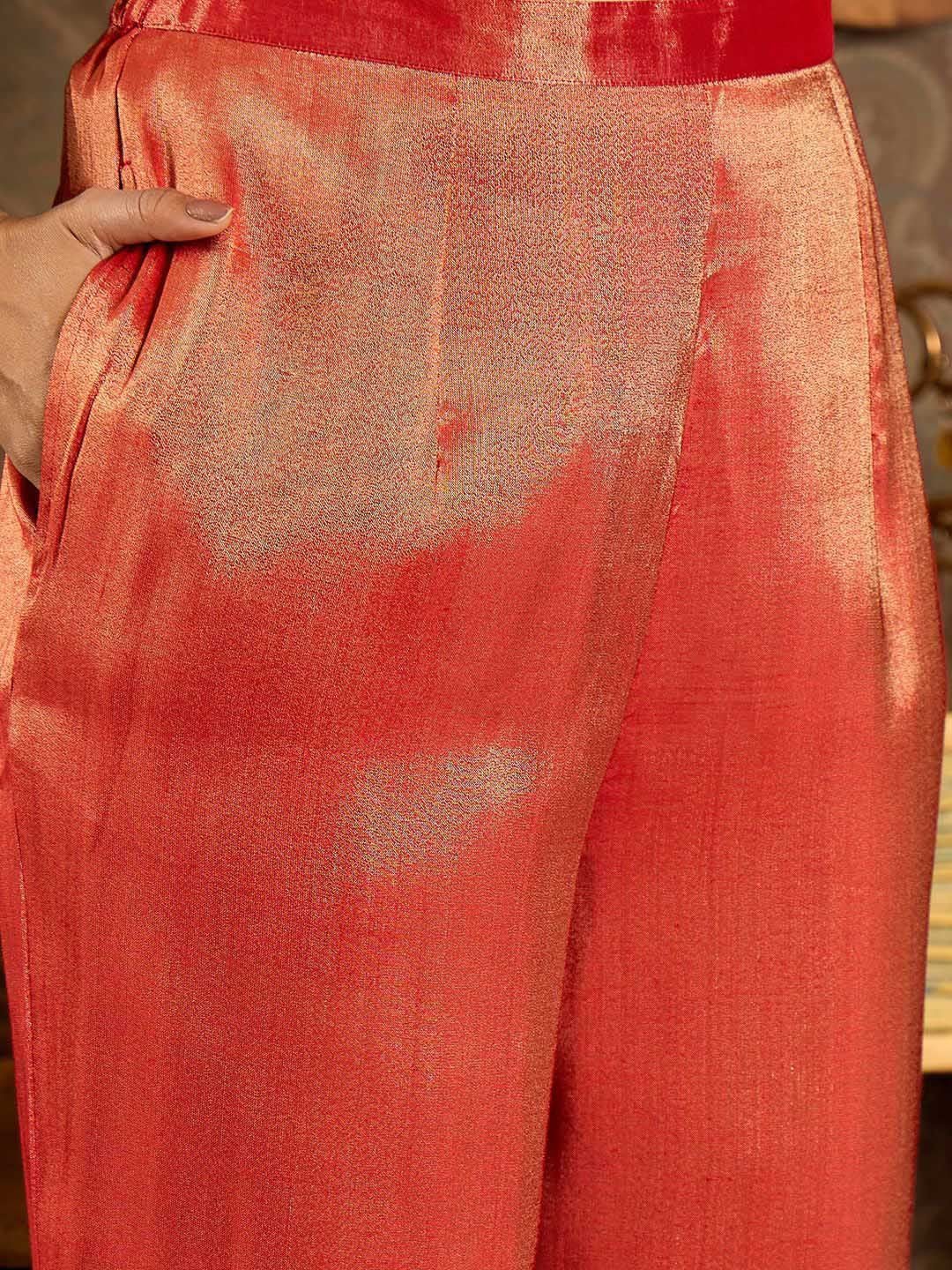 Indo Era Ethnic Motifs Embroidered Zari Liva Kurta With Trousers & Dupatta