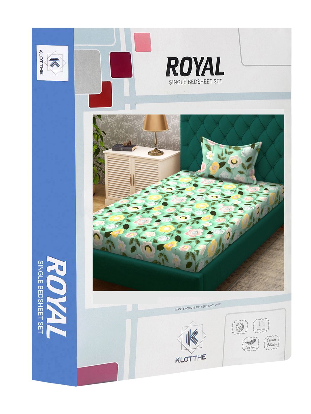 KLOTTHE Green & Pink Floral Printed Flat 300 TC Single 7D Bedsheet With Pillow Cover