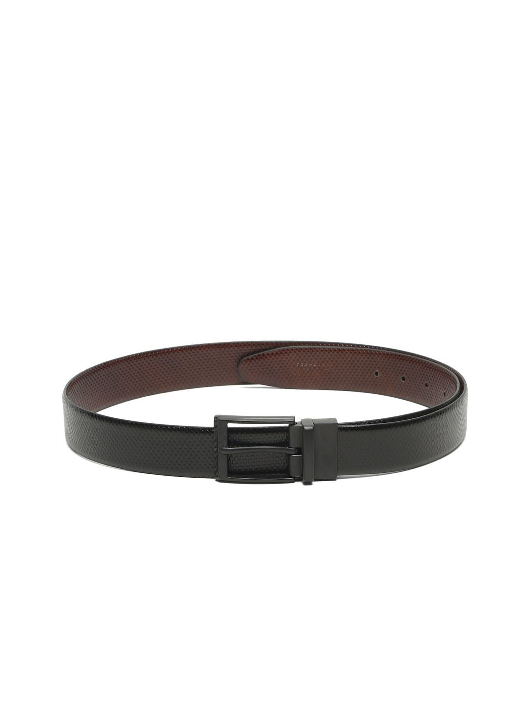 Teakwood Leathers Men Textured Leather Reversible Formal Belt