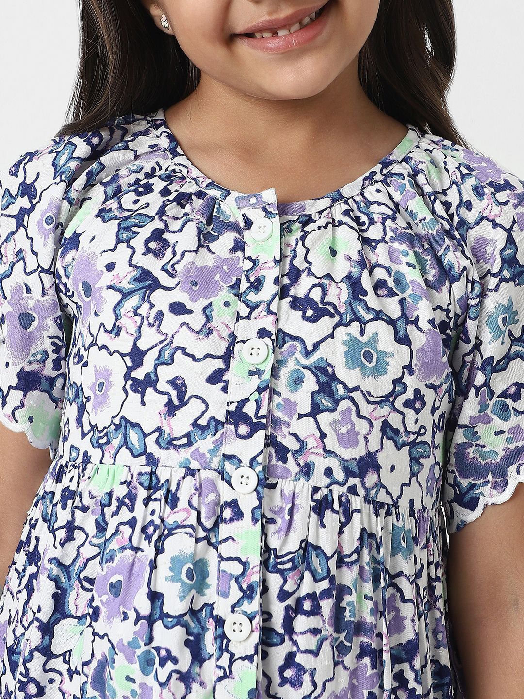 Nauti Nati Floral Print Flared Sleeve Shirt Dress