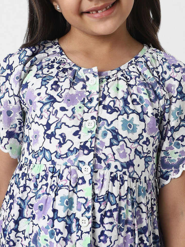 Nauti Nati Floral Print Flared Sleeve Shirt Dress