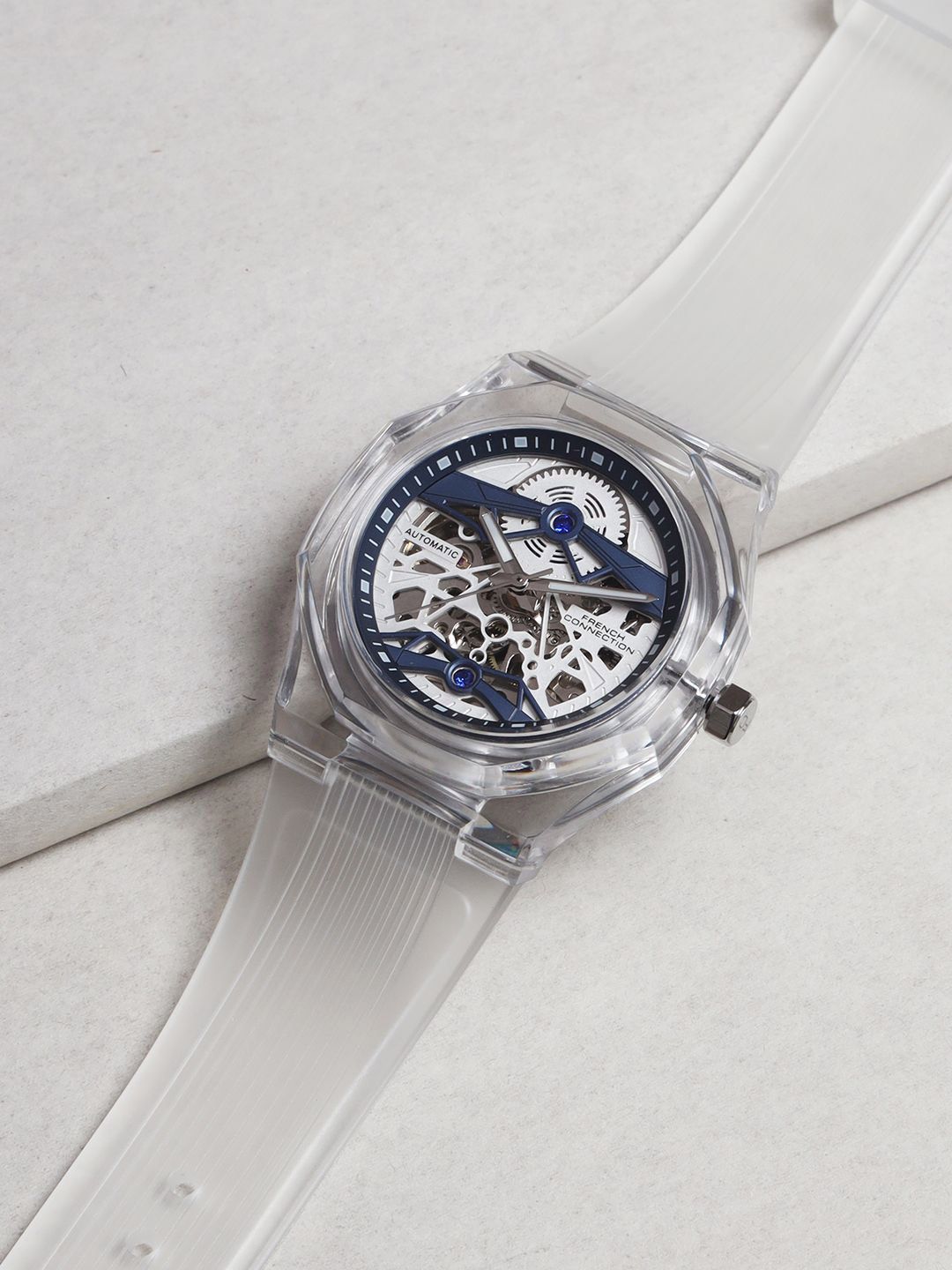French Connection Men Printed Dial & Bracelet Style Straps Automatic Watch