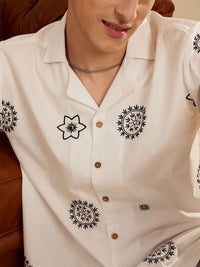 DENNISON Men Embroidered Oversized Casual Shirt